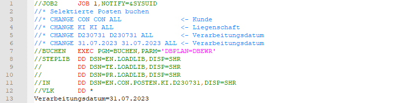 Parametrisierung von Testjobs: Codeschnipsel 2