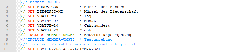 Parametrisierung von Testjobs: Codeschnipsel 5